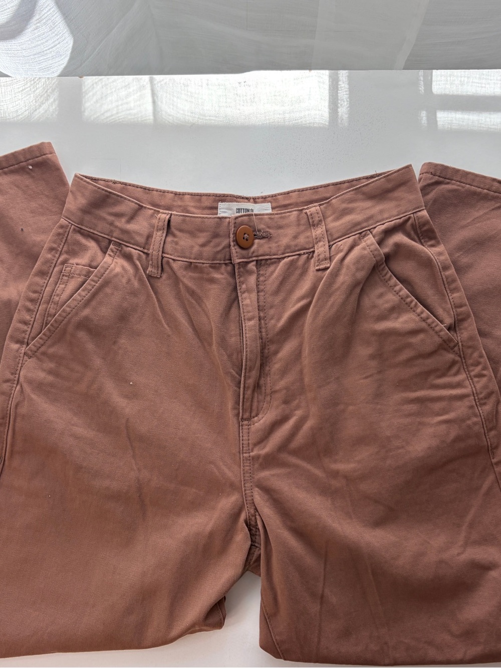 Women’s Brown Casual Cotton Pants - Relaxed Fit